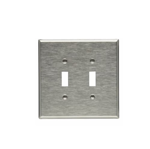2-Gang Toggle Switch Wall Plate, Oversize, Steel