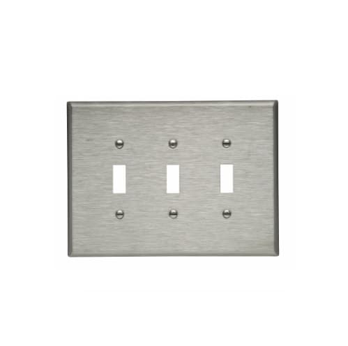 3-Gang Toggle Switch Wall Plate, Oversize, Steel