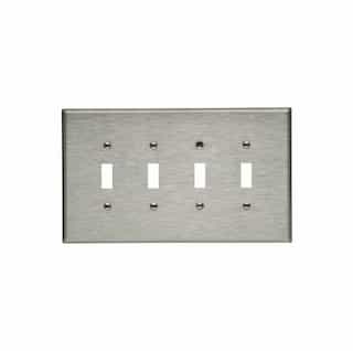 4-Gang Toggle Switch Wall Plate, Oversize, Steel