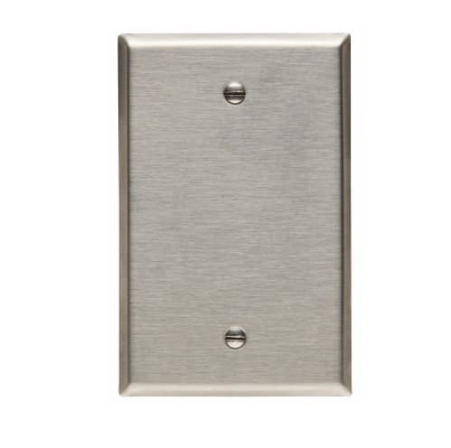 1-Gang Blank Wall Plate, Mid-Size, Stainless Steel