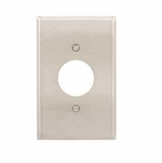 Mid Size Single Receptacle Wallplate, 1.4" Hole, Stainless Steel