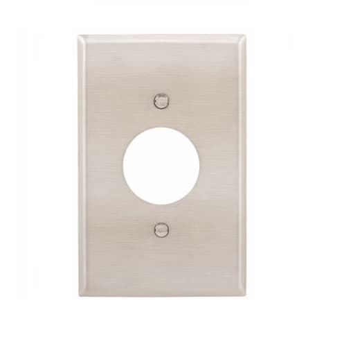 Eaton Wiring Mid Size Single Receptacle Wallplate, 1.4" Hole, Stainless Steel