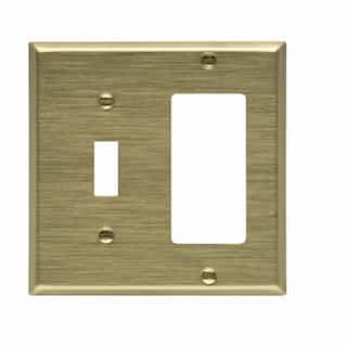 Eaton Wiring 2G Wallplate, Brass Combination Toggle/Decorator, Standard Size