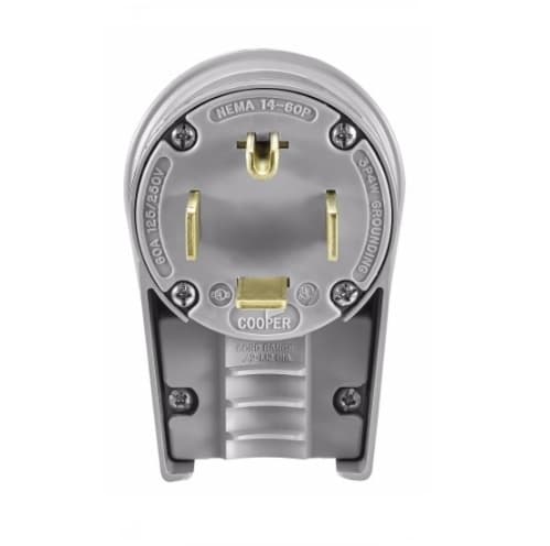 Eaton Wiring 60 Amp Electric Plug, Angled, NEMA 14-60P, Grey