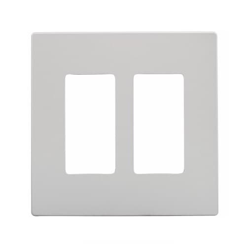 Eaton Wiring 2-Gang Screwless Wall Plate, Mid-Size, Silver Granite