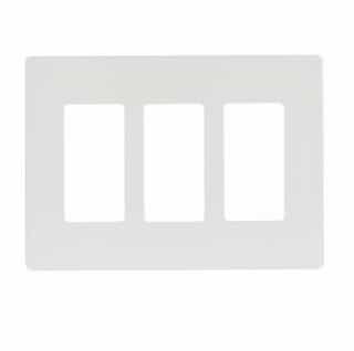 3-Gang Screwless Wall Plate, Mid-Size, White Satin
