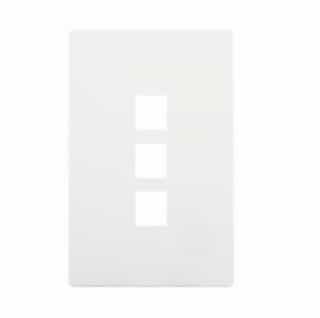 3-Port Modular Wall Plate, Mid-Size, White Satin