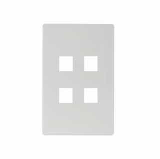4-Port Modular Wall Plate, Mid-Size, White Satin