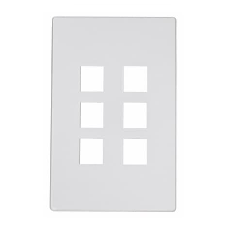 Eaton Wiring 6-Port Modular Wall Plate, Mid-Size, Silver Granite
