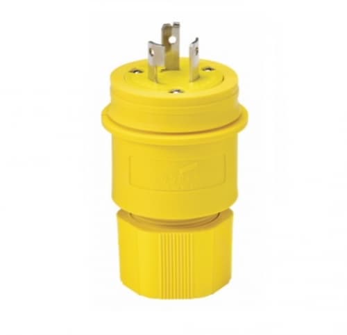 20 Amp Locking Plug, Safety Grip, Watertight, Yellow