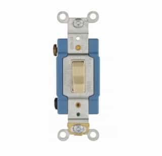 15A Lighted Modular Toggle Switch, SP, #14-#10 AWG, 120V/277V, Ivory