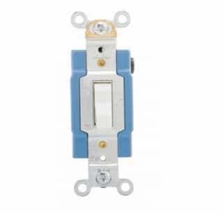 15 Amp Toggle Switch, Single-Pole, Industrial, White