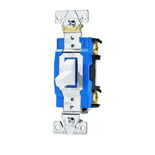 15 Amp Toggle Switch, Double-Pole, Industrial, White