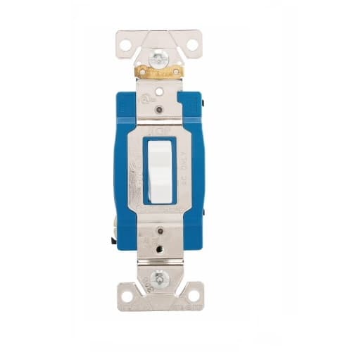 15 Amp Toggle Switch, 3-Way, Industrial, White