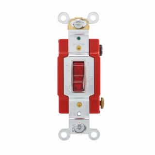 20 Amp Toggle Switch, Single-Pole, Pilot Lighted, Red