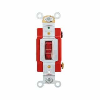 Eaton Wiring 20A Modular Toggle Switch, Pilot Light, Single Pole, #14-#10 AWG, 120V/277V, Red