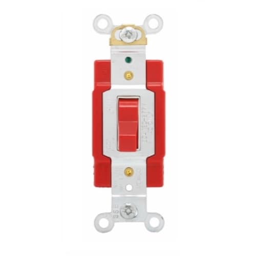 20 Amp Toggle Switch, Double-Pole, Industrial, Red
