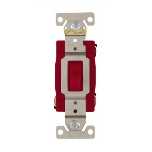 20 Amp Toggle Switch, 3-Way, Industrial, Red