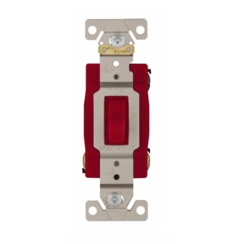 20 Amp Toggle Switch, 3-Way, Industrial, Red