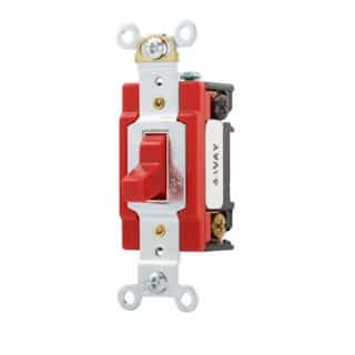 20 Amp Toggle Switch, 4-Way, Industrial, Red