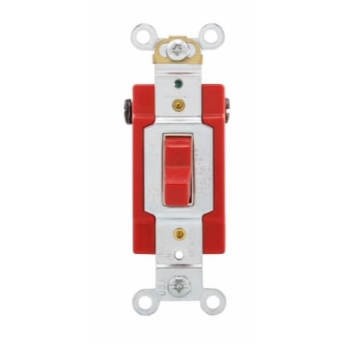 20 Amp Toggle Switch, 4-Way, Industrial, Red