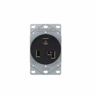 Eaton Wiring 30A Power Receptacle, 2-Pole, 3-Wire, 125V, Black
