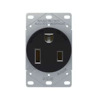 Eaton Wiring 50A Flush Mount Power Receptacle, 2-Pole, 3-Wire, 250V, Black