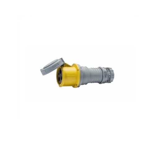 100 Amp Pin and Sleeve Connector, 2-Pole, 3-Wire, 125V, Yellow