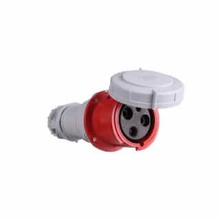 100 Amp Pin and Sleeve Connector, 2-Pole, 3-Wire, 480V, Red