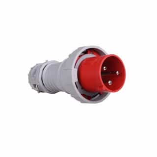 100 Amp Pin and Sleeve Plug, 2-Pole, 3-Wire, 480V, Red