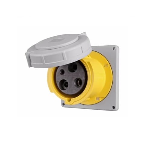 100 Amp Pin and Sleeve Receptacle, 2-Pole, 3-Wire, 125V, Yellow