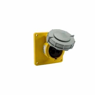 16 Amp Pin and Sleeve Receptacle, 2-Pole, 3-Wire, 130V, Yellow