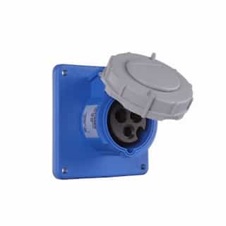16 Amp Pin and Sleeve Receptacle, 2-Pole, 3-Wire, 240V, Blue