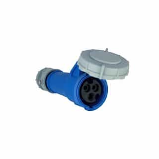 20 Amp Pin and Sleeve Connector, 2-Pole, 3-Wire, 250V, Blue