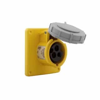 20 Amp Pin and Sleeve Receptacle, 2-Pole, 3-Wire, 125V, Yellow