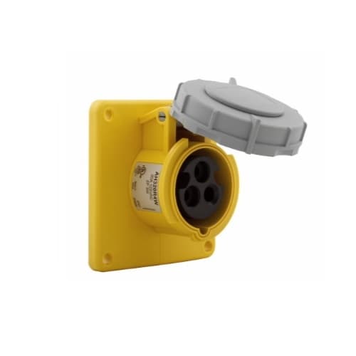 Eaton Wiring 20 Amp Pin and Sleeve Receptacle, 2-Pole, 3-Wire, 125V, Yellow