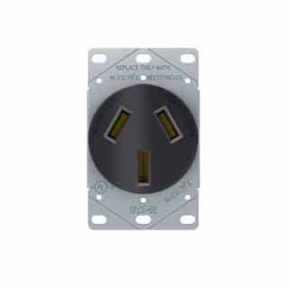 Eaton Wiring 50A Power Device Receptacle, 3-Pole, 3-Wire, 125V/250V, Black