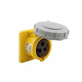 30 Amp Pin and Sleeve Receptacle, 2-Pole, 3-Wire, 125V, Yellow