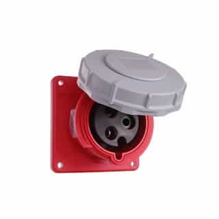 30 Amp Pin and Sleeve Receptacle, 2-Pole, 3-Wire, 480V, Red