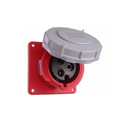 Eaton Wiring 30 Amp Pin and Sleeve Receptacle, 2-Pole, 3-Wire, 480V, Red