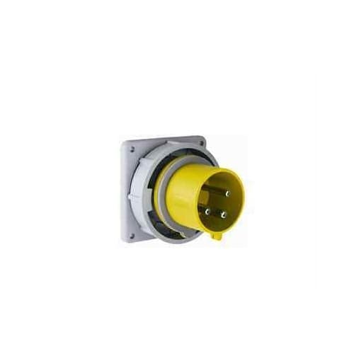 32 Amp Pin and Sleeve Inlet, 2-Pole, 3-Wire, 130V, Yellow