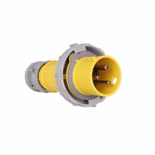 32 Amp Pin and Sleeve Plug, 2-Pole, 3-Wire, 130V, Yellow