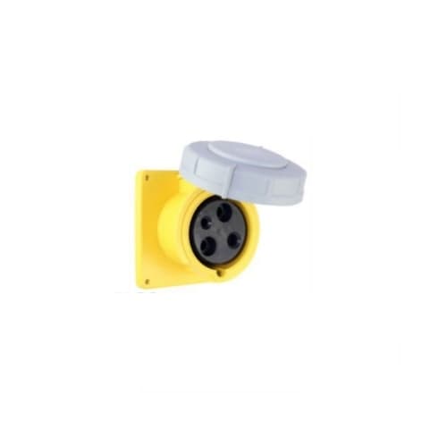 32 Amp Pin and Sleeve Receptacle, 2-Pole, 3-Wire, 130V, Yellow
