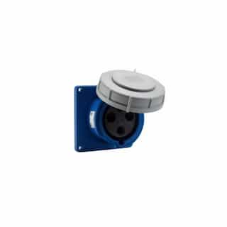 60 Amp Pin and Sleeve Receptacle, 2-Pole, 3-Wire, 250V, Blue