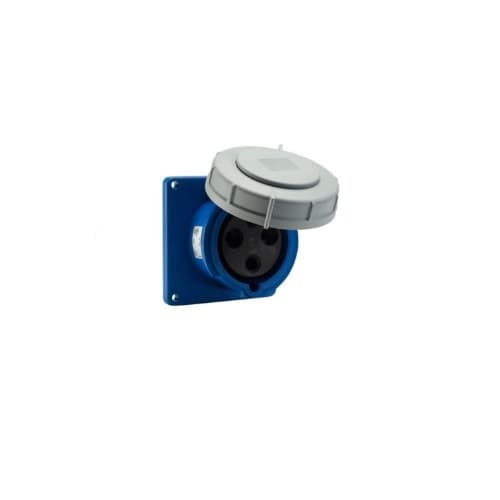 Eaton Wiring 60A/63A Pin & Sleeve Receptacle, 2-Pole, 3-Wire, 200V-250V, Blue