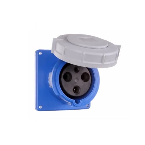 63 Amp Pin and Sleeve Receptacle, 2-Pole, 3-Wire, 240V, Blue