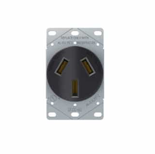 Eaton Wiring 50A Flush Mount Power Receptacle, 3-Pole,4 Wire, 125V/250V, BK