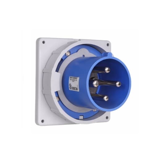 100 Amp Pin and Sleeve Inlet, 3-Pole, 4-Wire, 250V, Blue