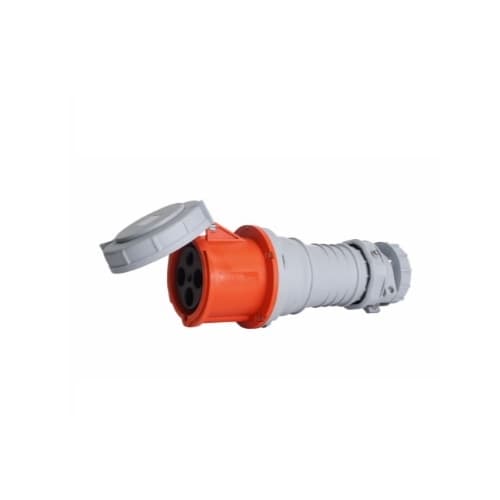 100 Amp Pin and Sleeve Connector, 3-Pole, 4-Wire, 250V, Orange