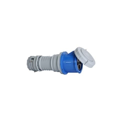 100A/125A Pin & Sleeve Connector, 3-Pole, 4-Wire, 200V-250V, Blue